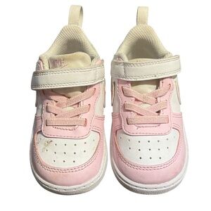 Nike Baby Girl Court Borough Low Baby Velcro Sneakers Shoes White Pink. 6.